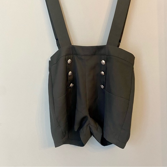 Black Short Overalls with Silver Buttons - Picture 4 of 8
